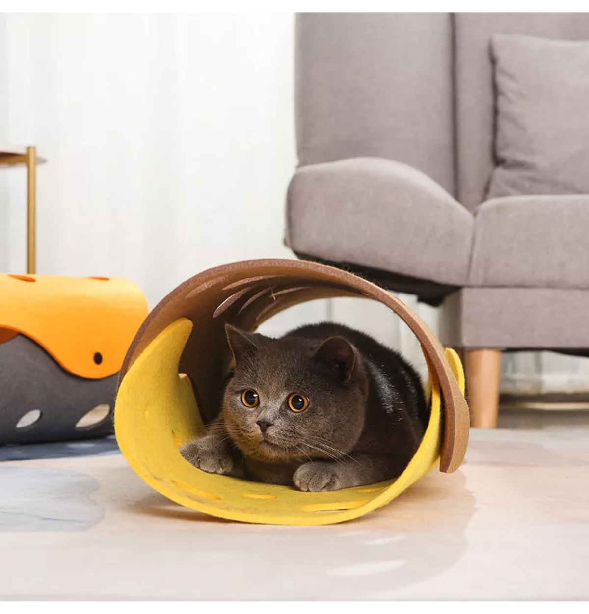 Túnel Plegable P/Mascotas Gatos - Conejos - Etc. / Gris & Amarillo / 91cm Largo x 26cm Diámetro - Mod.9126 - Imagen 8