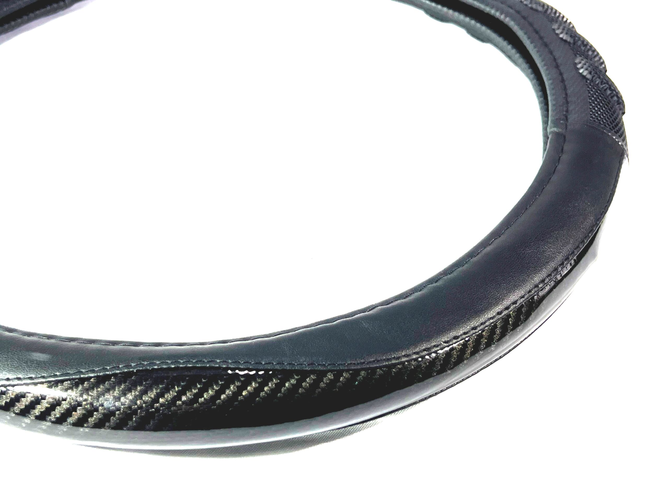 Cubre Volante Universal PVC Diámetro 38cm / Negro & Fibra Carbono Negro - Mod.824-2BK - Imagen 5