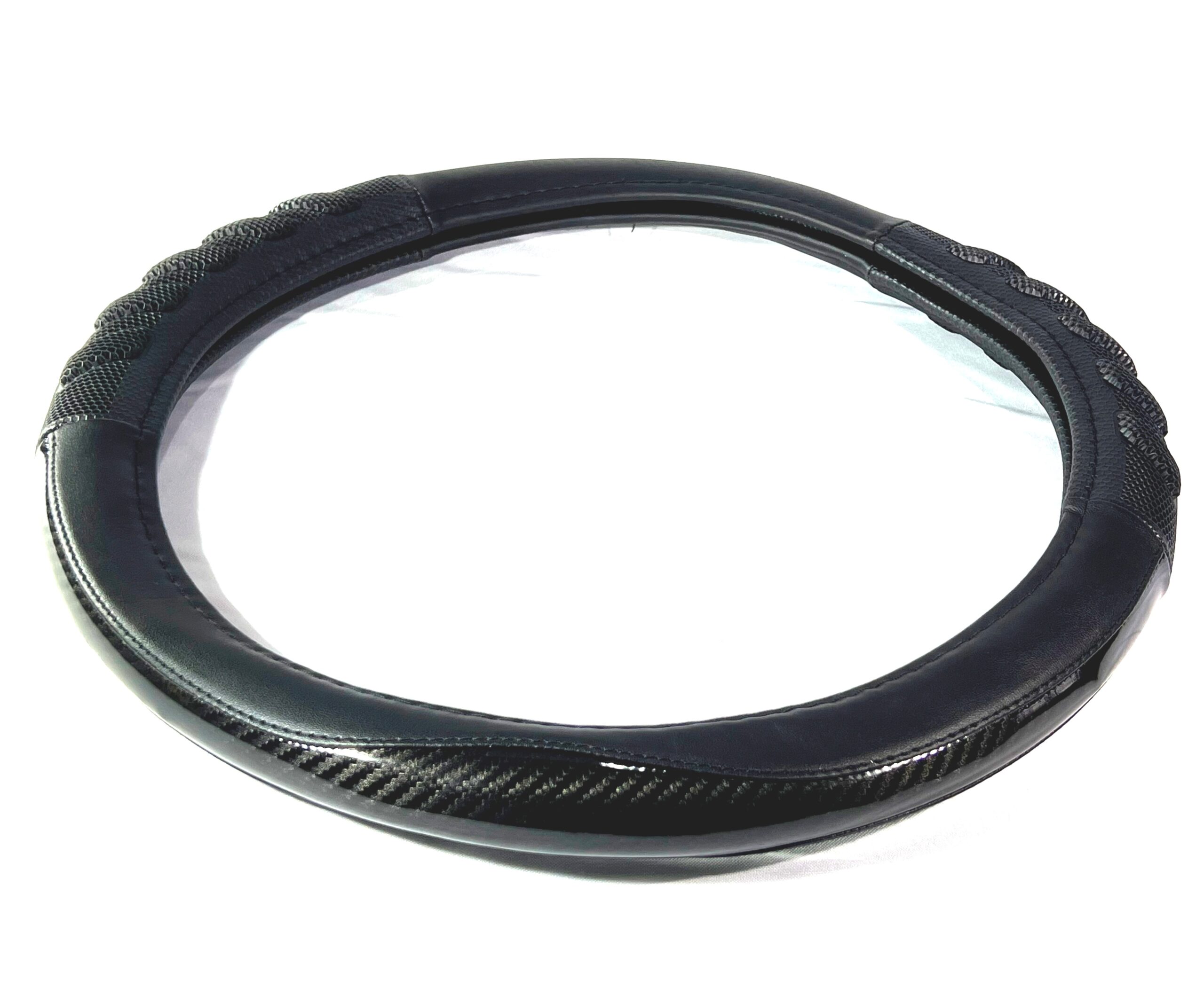 Cubre Volante Universal PVC Diámetro 38cm / Negro & Fibra Carbono Negro - Mod.824-2BK - Imagen 3
