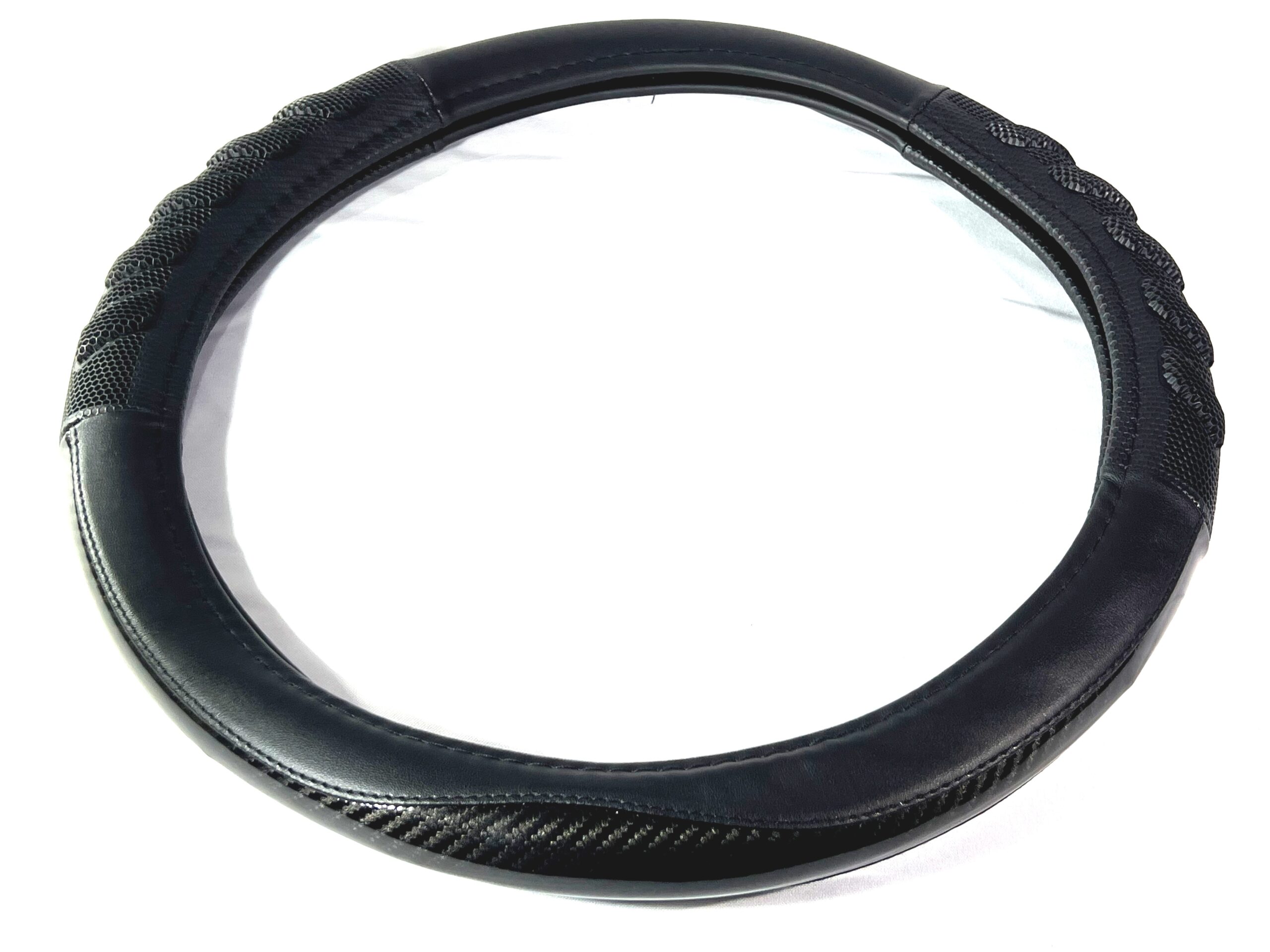 Cubre Volante Universal PVC Diámetro 38cm / Negro & Fibra Carbono Negro - Mod.824-2BK - Imagen 2