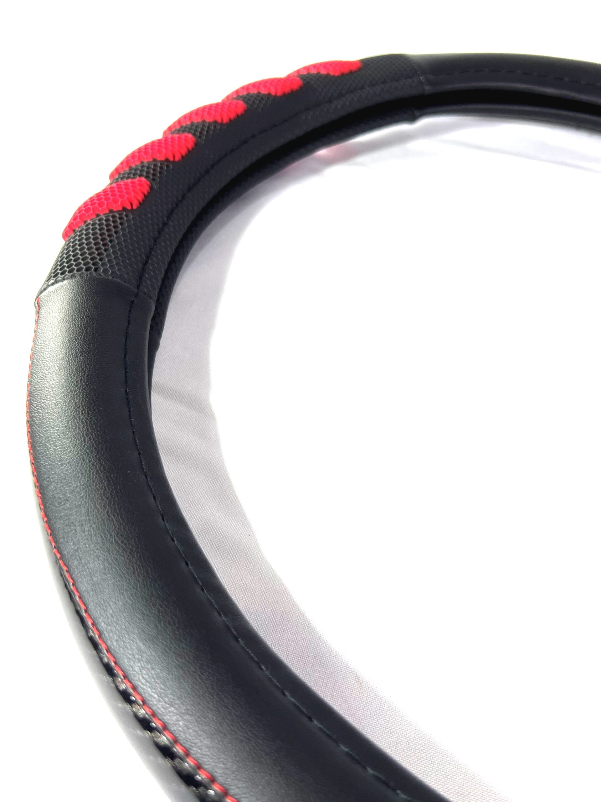 Cubre Volante Universal PVC Diámetro 38cm / Negro + Rojo & Fibra Carbono Negro - Mod.824-2RED - Imagen 7