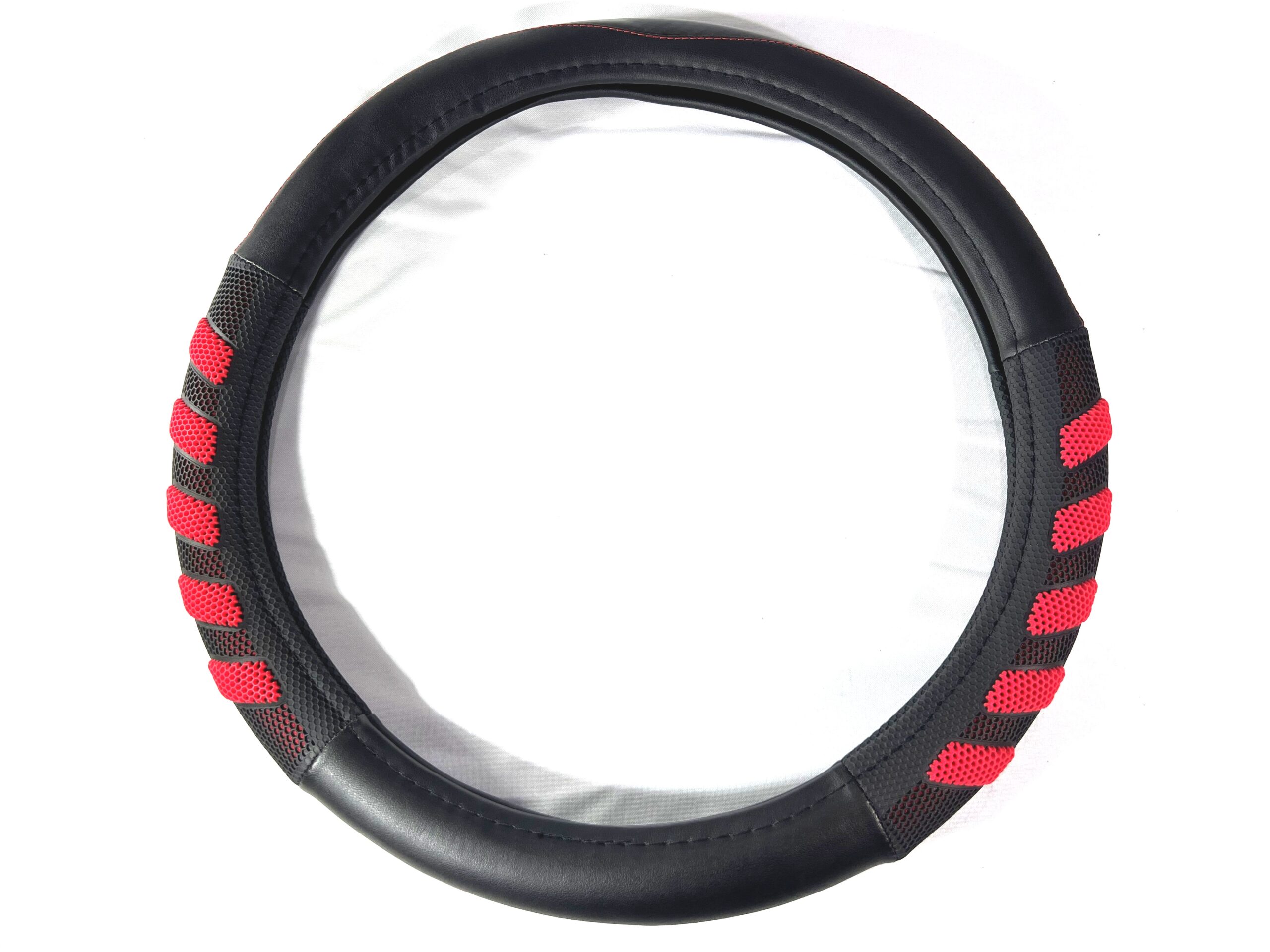 Cubre Volante Universal PVC Diámetro 38cm / Negro + Rojo & Fibra Carbono Negro - Mod.824-2RED - Imagen 4