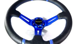 Volante Deportivo Negro-Azul 35cm (Centro Desplazado) Tuning Automóvil Mod.13609BL