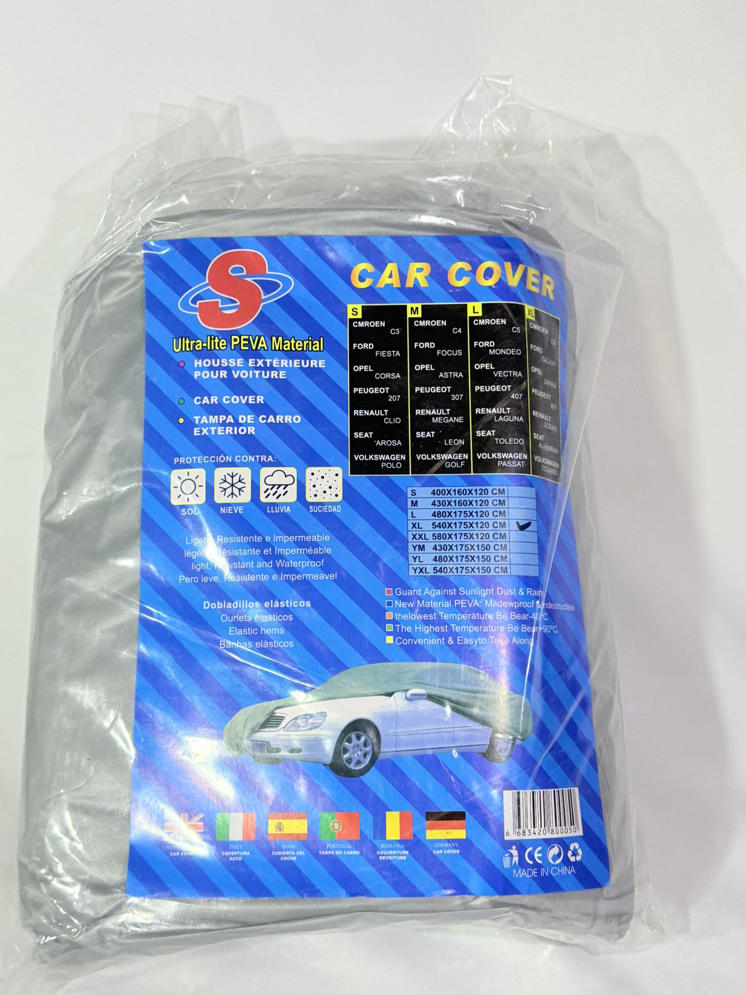 Funda Cubre Automóvil Impermeable Gris / Protección UV / Economic / Talle XL - 540cmx175cmx120cm - Mod.CRPE-XL - Imagen 7