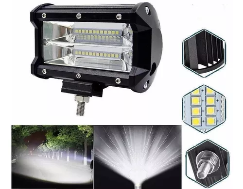 Foco Led Luz Día Caminero 12+12 Leds 12v-72w Power Light White 13.5cmx7cm Automóvil / Moto x Unidad - Mod.3103