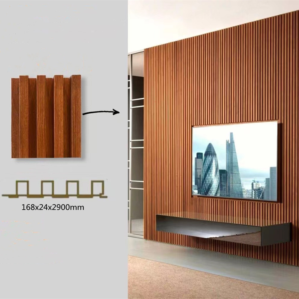Paneles WPC Revestimiento Paredes & Cielorrazos Simil Madera Decorativos / Durabilidad / Inalterables / Insonorizantes / Medida Panel 16.5cmx2.5cmx2.9m - Mod.16525 Color WT039 (Marron Oscuro) - Imagen 3