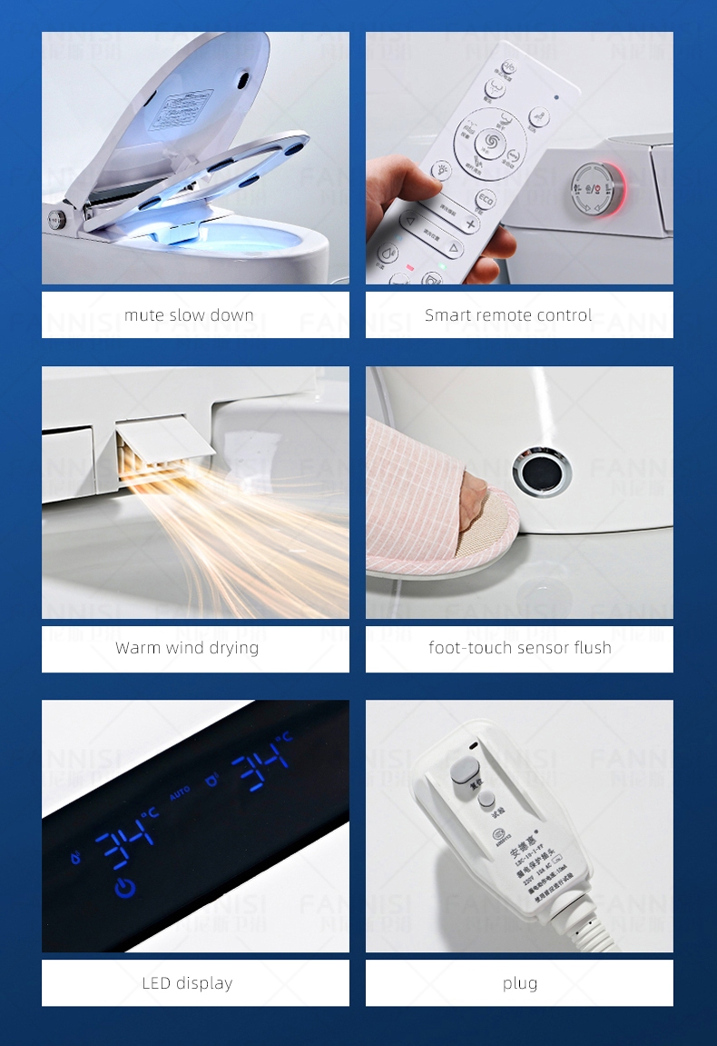Inodoro & Bidet 2en1 Inteligente Electrónico Automático / Smart / Digital / Control Remoto / Calienta Asiento / Apertura Automatica Tapas / Bidet Retráctil / Soplador Secado / Tamaño 68cmx40cmx47cm / Tanque Agua Incluido Mod.A10-3 - Imagen 20