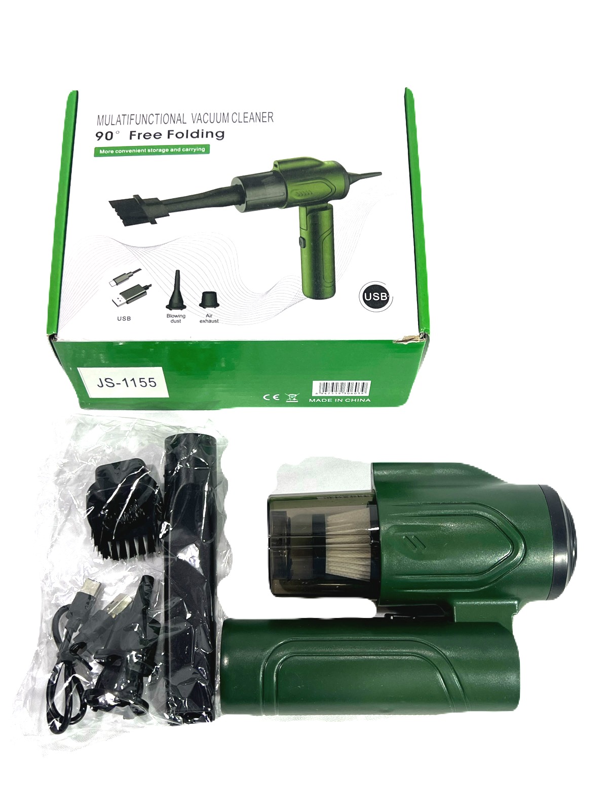 Aspiradora Sopladora 3en1 Inalámbrica Batería Recargable Multiuso Auto / Hogar + Microfibra 30x30 / Mod. JS-1155