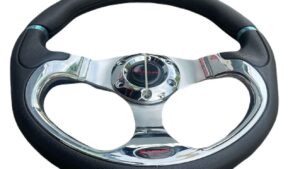Volante Deportivo Negro+Cromo Tuning Automóvil 32cm (Centro Plano)Mod.SFY-CL519CROM