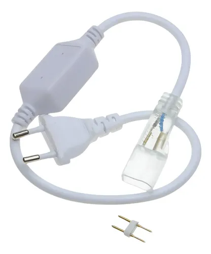 Rectificador Conector 2 Pins P/Tiras Cables Luz Led / Tipo Neón a 220V - Incluye Enchufe 2 Patas - Mod.6041