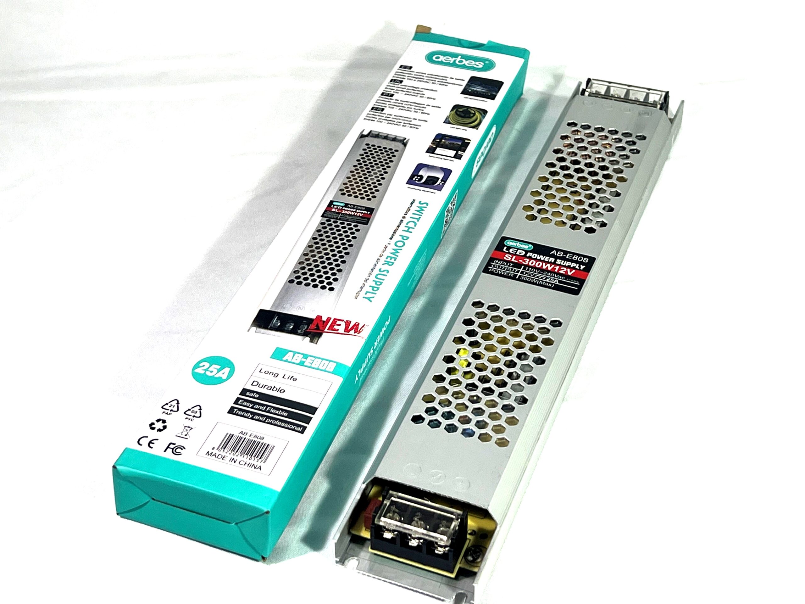 Transformador 110v-240v-12v - 25A 300w ( Silencioso ) USO: Luces Leds / Cables Luz Neón / Cerraduras Electromagnéticas / Etc - Mod.AB-E808