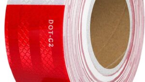 Rollo Cinta Reflectiva Prismatic  5cm Ancho x 45.72m / Color: Blanco+Roja Mod.DOT-C2 RED