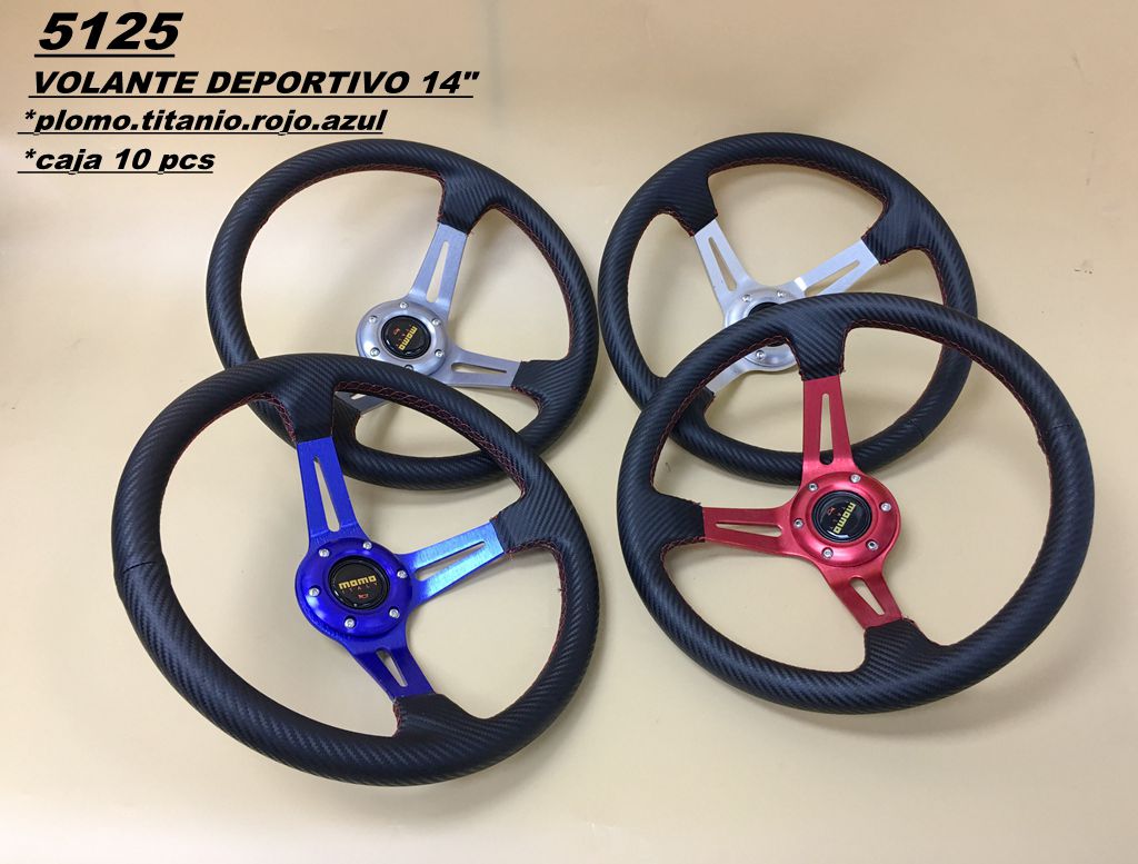 Volante Deportivo Negro-Rojo 35cm (Centro Desplazado) Tuning Automóvil - Mod.5125 - Imagen 4