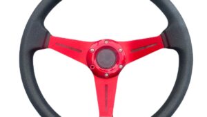 Volante Deportivo Negro-Rojo 35cm (Centro Semi Desplazado) Tuning Automóvil Mod.8966