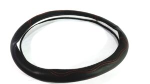Cubre Volante Universal Cuerina Diámetro 38cm / Negro+Hilo Rojo Mod.38RED