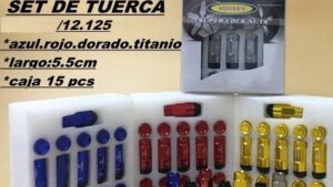 Juego Tuercas Deportivas 20Pz+LLave - Pase 12mmx1.25 Automóviles - Rojo/Azul - Mod.36A