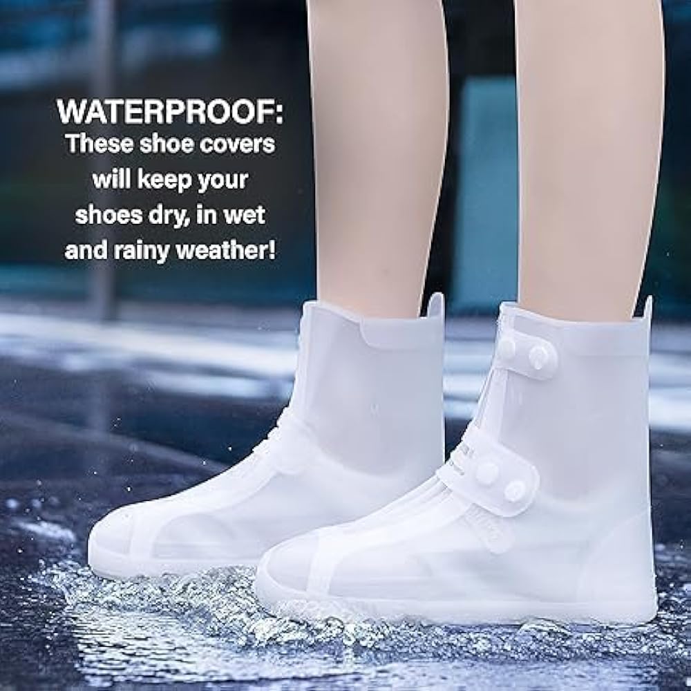 Cubre Zapatos/Botines Silicona Impermeables P/Lluvia Barro Color Blancos x Par Talles M-L-XL-XXL Mod.P32T - Imagen 4