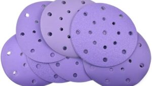 Disco Rotorbital Purple Sand-Ceramic Paper Base / 6"-150mm / 17 Orificios / P/Lijadora Rotorbital C/Velcro / Granos #80-#150-#240-#320-#400 - Mod.AE-SZZ-6