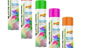 Pintura Aerosol Colores Fluo Luminoso Verde/Amarillo/Rojo/Naranja/Rosado Mundial Prime - Secado Rápido - Gran Cobertura - Uso General x  400ml