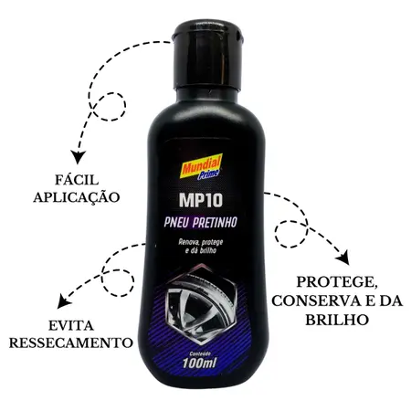 Liquido Limpiador Abrillantador Protección Pneus/Cubiertas del Automóvil x 100ml Flip Top MP10 Mundial Prime - Imagen 4