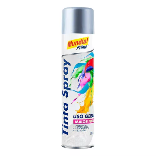 Pintura Aerosol Metalico Colores Aluminio / Prata / Mundial Prime - Secado Rápido - Gran Cobertura - Uso General x 400ml - Imagen 3
