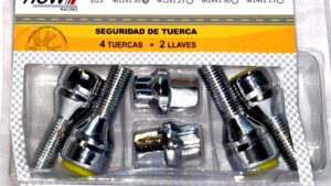 Juego Tornillos Seguridad 4 Pzs + Llaves - Llantas Automoviles Cromada Pase 12mmx1.50 Mod.LB012