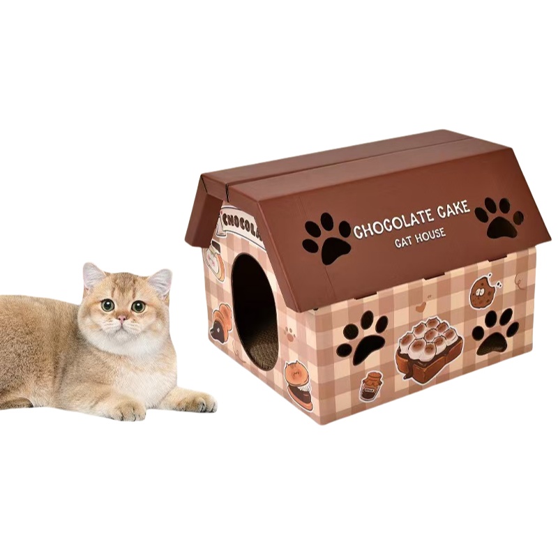 Casita Rascador Carton / Chocolate Cake Cat House / Gatos Medianos/ 45.5cmx40cmx35.5cm / Mod.YKPT-RD0062 - Imagen 2
