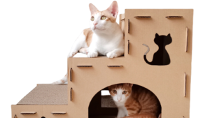 Casita-Cucha Rascador Cartón 3 Pisos / 3 Escalones / Cartón / Talle L / P/Gatos Medianos-Grandes / 60cmx30cmx45cm - Mod.YKPT-RD0020