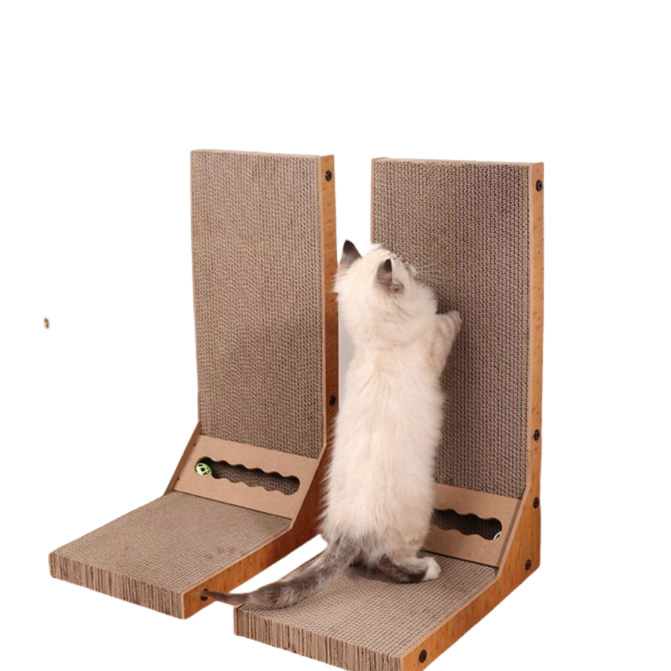Rascador Vertical & Horizontal C/Juego Pelota/Carton & Madera/Gatos/40cmx26cmx60cm/Cora-YKPT-RD0012 - Imagen 3