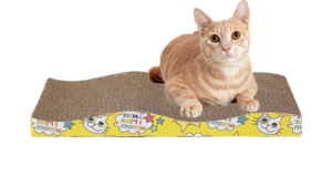 Rascador Cama Ondulada Cartón Reversible P/Gatos / Diversión / Pad Reductor Estrés Felino (Incluye Yerba Gatera) 45cmx12.5cm - Mod.YKPT-RD0018