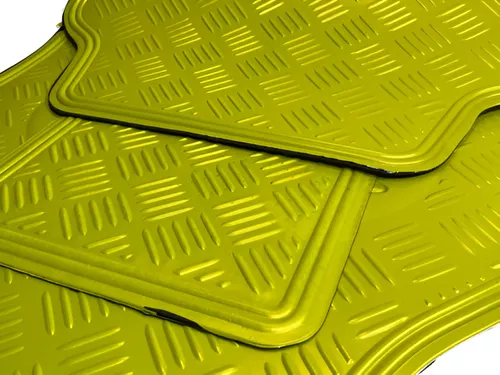 Juego Alfombras Pisos Automóvil Goma Cromo Mate Amarilla 4/5Pcs Universal Mod.4009-5Y - Imagen 3