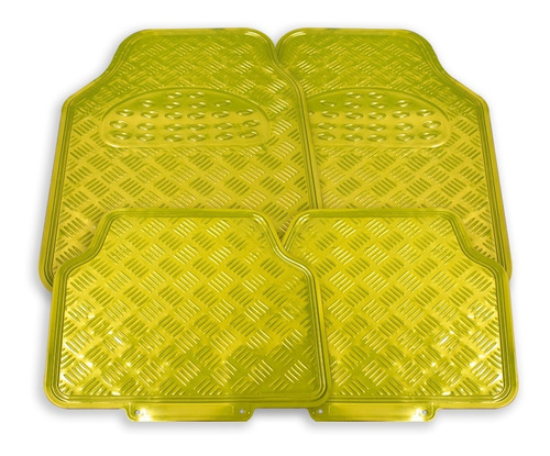 Juego Alfombras Pisos Automóvil Goma Cromo Mate Amarilla 4/5Pcs Universal Mod.4009-5Y