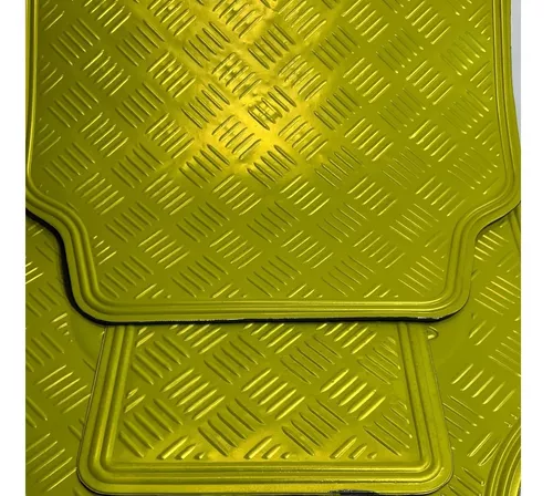 Juego Alfombras Pisos Automóvil Goma Cromo Mate Amarilla 4/5Pcs Universal Mod.4009-5Y - Imagen 5