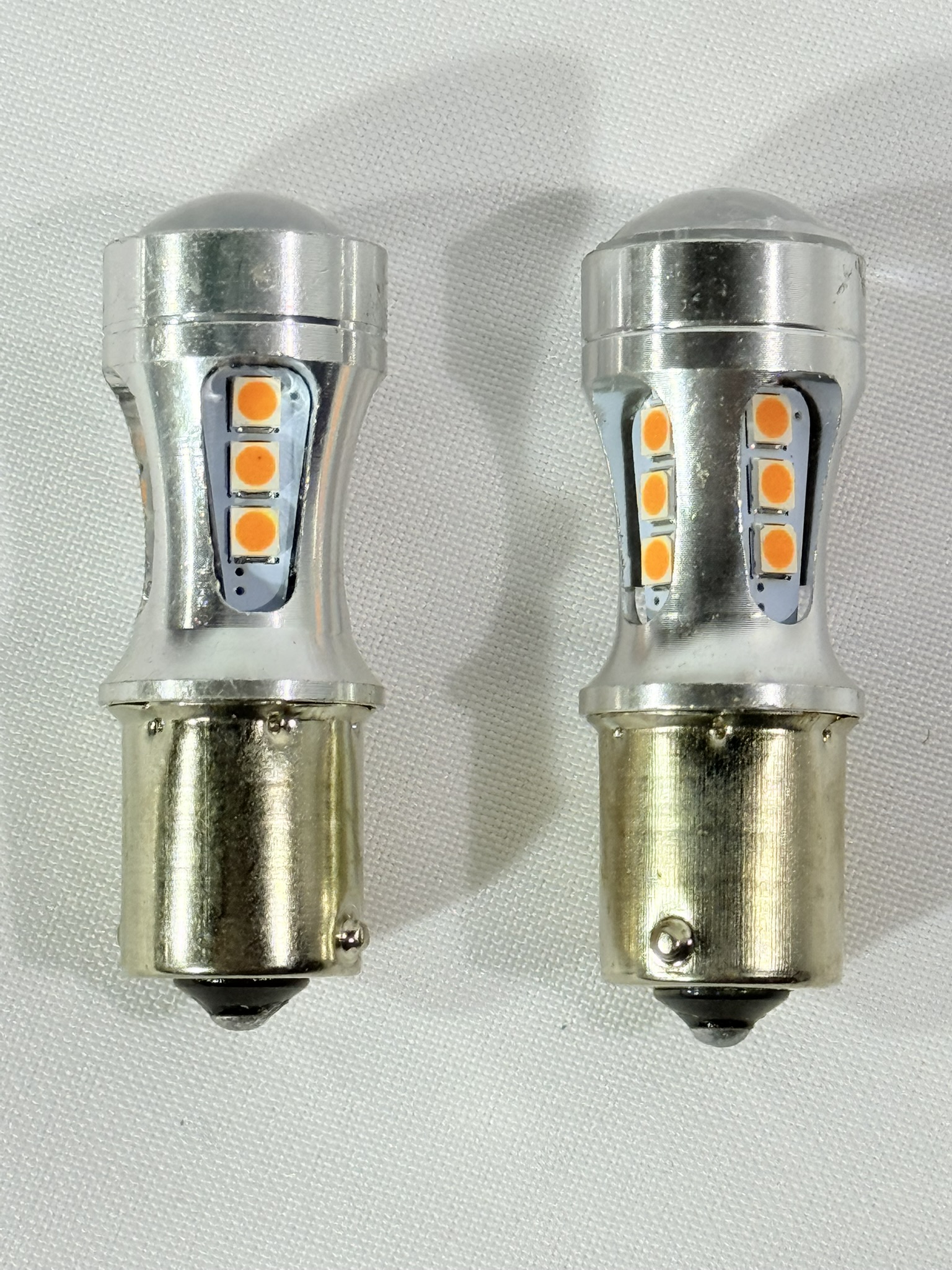Lamparas 1 Polo 1156-12v Ambar - 24 Leds + Lupa - 24SMD-5050 / Super Potente / Ultra Brillo Ambar /Señalero x Par - Mod.24A-18 - Imagen 3