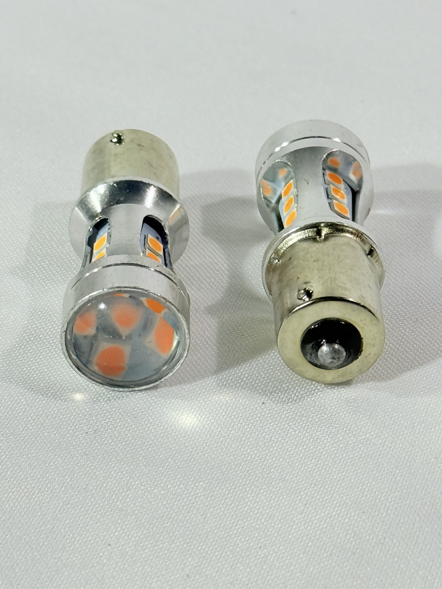 Lamparas 1 Polo 1156-12v Ambar - 24 Leds + Lupa - 24SMD-5050 / Super Potente / Ultra Brillo Ambar /Señalero x Par - Mod.24A-18