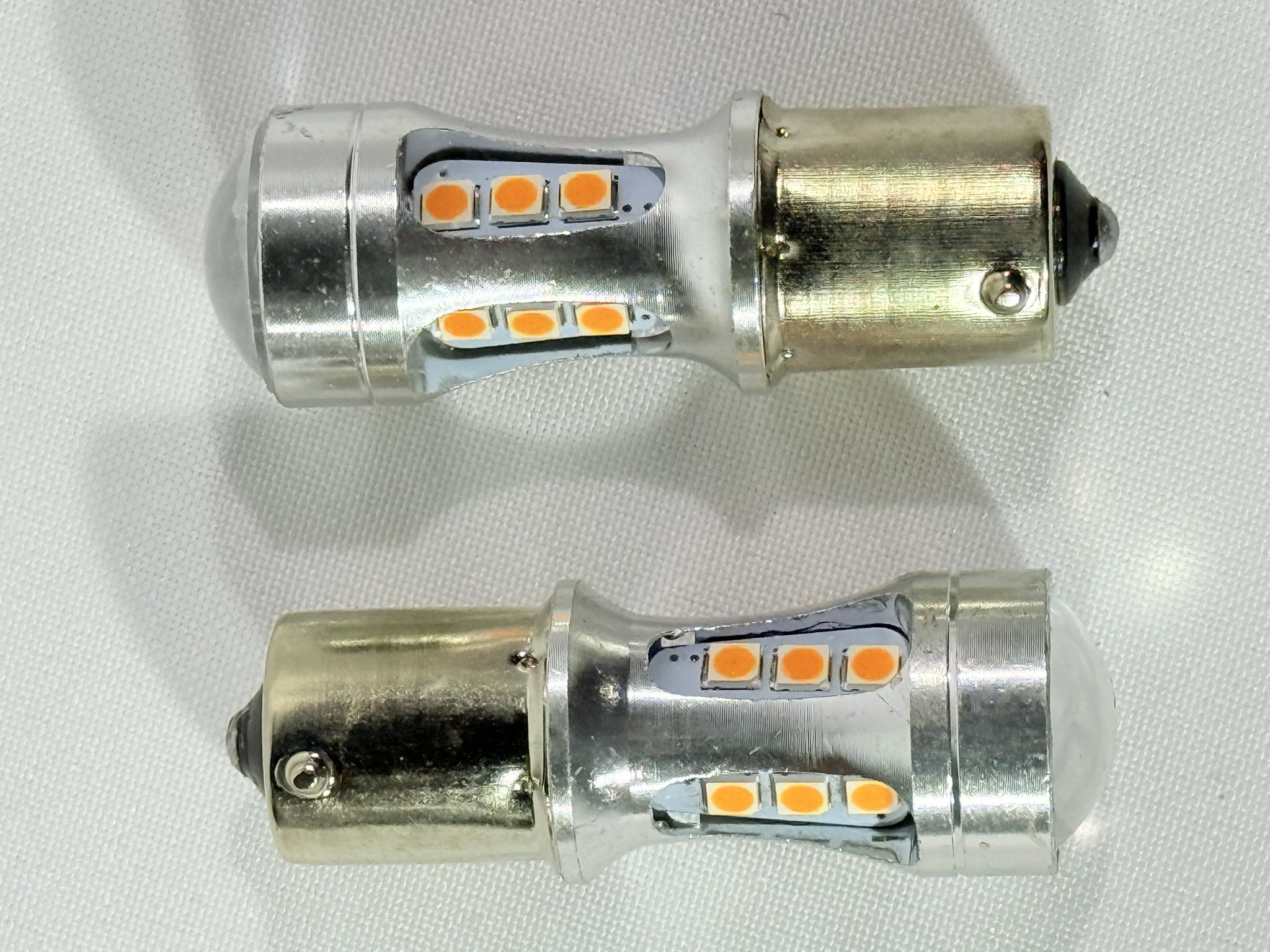 Lamparas 1 Polo 1156-12v Ambar - 24 Leds + Lupa - 24SMD-5050 / Super Potente / Ultra Brillo Ambar /Señalero x Par - Mod.24A-18 - Imagen 6