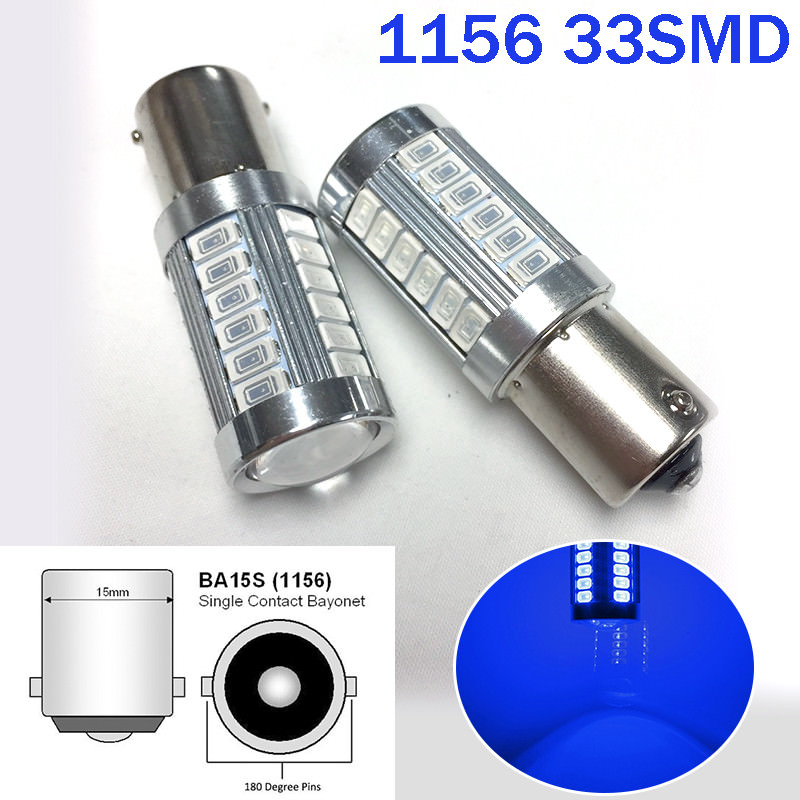 Lamparas 1 Polo 1156 32 Leds + Lupa - 32SMD Ultra Brillo 12v Azul x Par Mod.2521