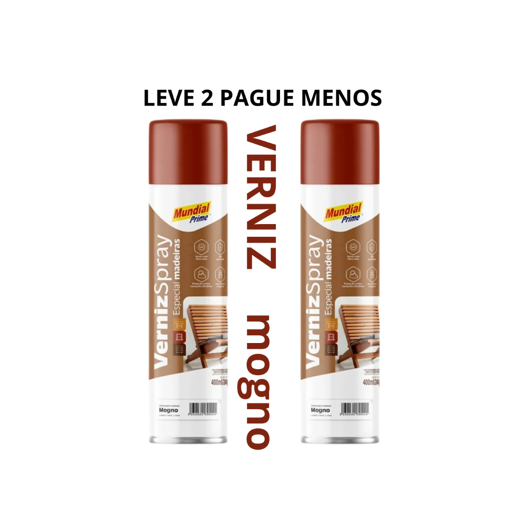 Aerosol Barniz Madera / Protector UV / Mundial Prime / Secado Rápido / 400ml - Colores : Natural - Mogno - Imbuia - Cerejeira - Cast. Freijo - Imagen 3