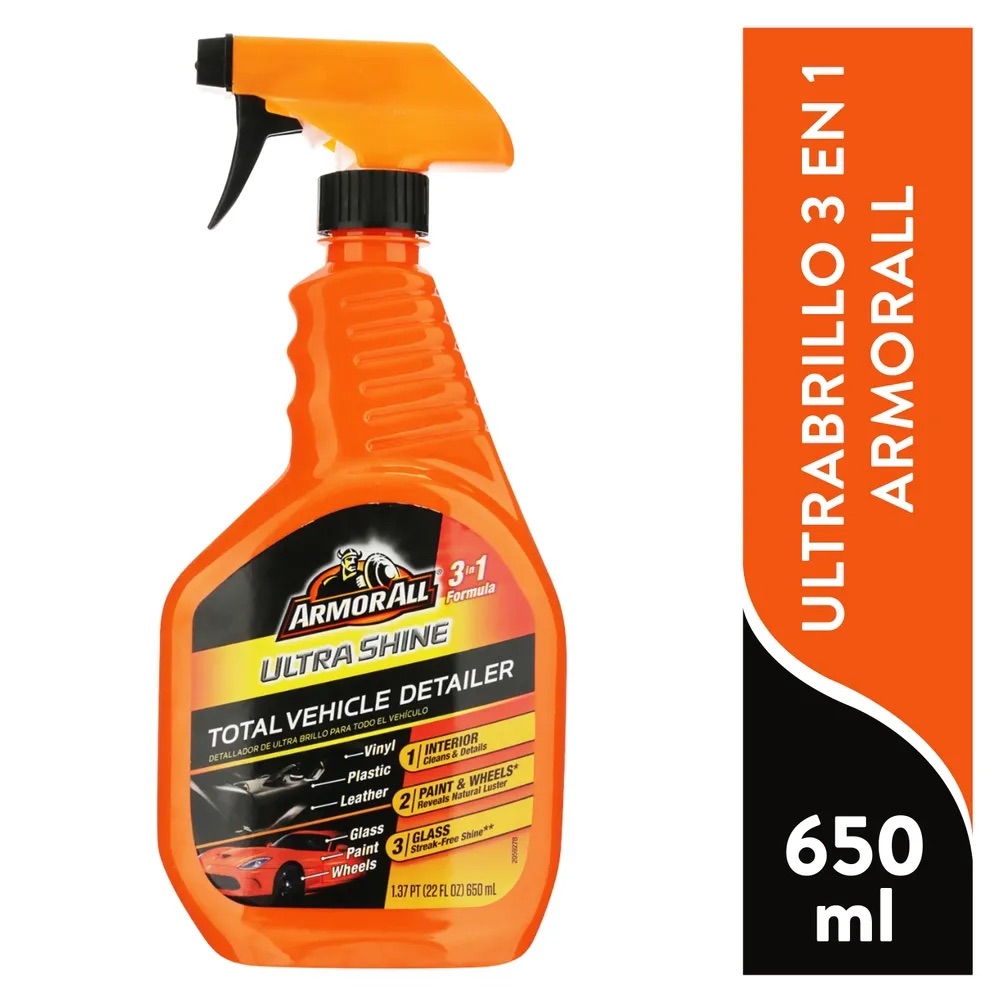 Limpiador & Renovador Total / Ultra Shine 3en1 ARMOR ALL / Vinilos / Plásticos / Cueros / Vidrios / Pintura x 650ml Mod.6900