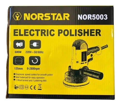 Pulidora Profesional Automóviles NORSTAR 600w - 125mm C/ Regulador 0-2800RPM - Mod.NCR5003 - Imagen 6
