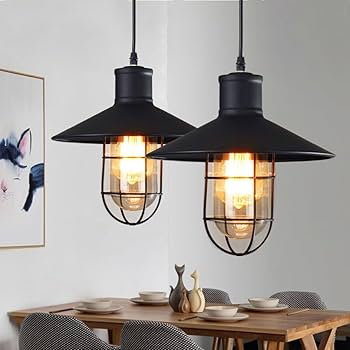 Plafon Luminaria Aplique Colgante Techo / Metal Forjado / Pantalla & Jaula Lampara - 30cmx27cm / Color Negro / Vintage / (No Incluye Lampara) - Mod.38121 - Imagen 3
