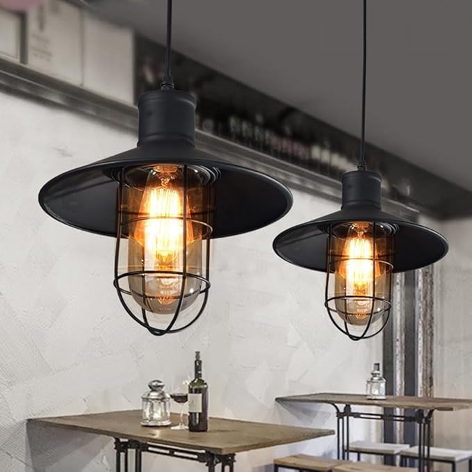 Plafon Luminaria Aplique Colgante Techo / Metal Forjado / Pantalla & Jaula Lampara - 30cmx27cm / Color Negro / Vintage / (No Incluye Lampara) - Mod.38121 - Imagen 6
