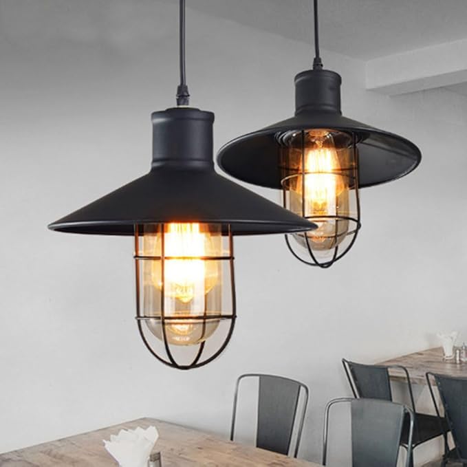 Plafon Luminaria Aplique Colgante Techo / Metal Forjado / Pantalla & Jaula Lampara - 30cmx27cm / Color Negro / Vintage / (No Incluye Lampara) - Mod.38121 - Imagen 7