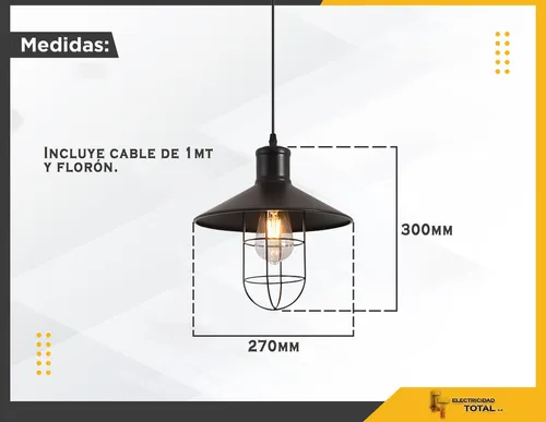 Plafon Luminaria Aplique Colgante Techo / Metal Forjado / Pantalla & Jaula Lampara - 30cmx27cm / Color Negro / Vintage / (No Incluye Lampara) - Mod.38121 - Imagen 8