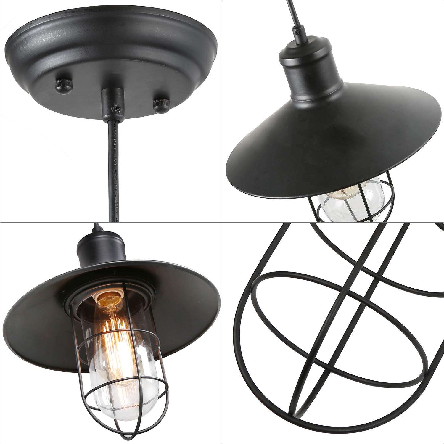 Plafon Luminaria Aplique Colgante Techo / Metal Forjado / Pantalla & Jaula Lampara - 30cmx27cm / Color Negro / Vintage / (No Incluye Lampara) - Mod.38121 - Imagen 9