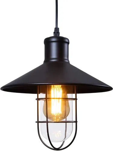 Plafon Luminaria Aplique Colgante Techo / Metal Forjado / Pantalla & Jaula Lampara - 30cmx27cm / Color Negro / Vintage / (No Incluye Lampara) - Mod.38121 - Imagen 10