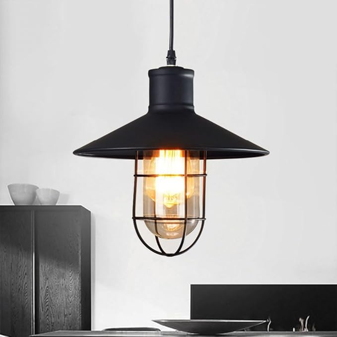Plafon Luminaria Aplique Colgante Techo / Metal Forjado / Pantalla & Jaula Lampara - 30cmx27cm / Color Negro / Vintage / (No Incluye Lampara) - Mod.38121 - Imagen 11