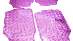 Juego Alfombras Pisos Automóvil Goma Cromo Brillante Rosada 4/5Pzs Universal Mod.34540