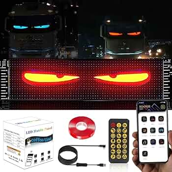 Pantalla Mini Panel Led /Autoadhesivo P/Luneta-Parabrisas Automóvil Ojos Leds / Texto / Símbolos / Advertencias / Emoticons / Programable / Etc. - Conexión Puerto USB / Control - Celular Bluethoot / Ventanas Hogar / Negocio / Oficina - 110mmx348mm - Mod.1241 - Imagen 7