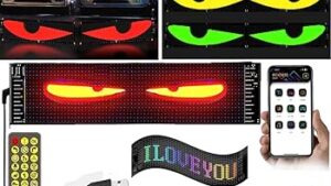 Pantalla Mini Panel Led /Autoadhesivo P/Luneta-Parabrisas Automóvil Ojos Leds / Texto / Símbolos / Advertencias / Emoticons / Programable / Etc. - Conexión Puerto USB / Control - Celular Bluethoot / Ventanas Hogar / Negocio / Oficina - 110mmx348mm - Mod.1241